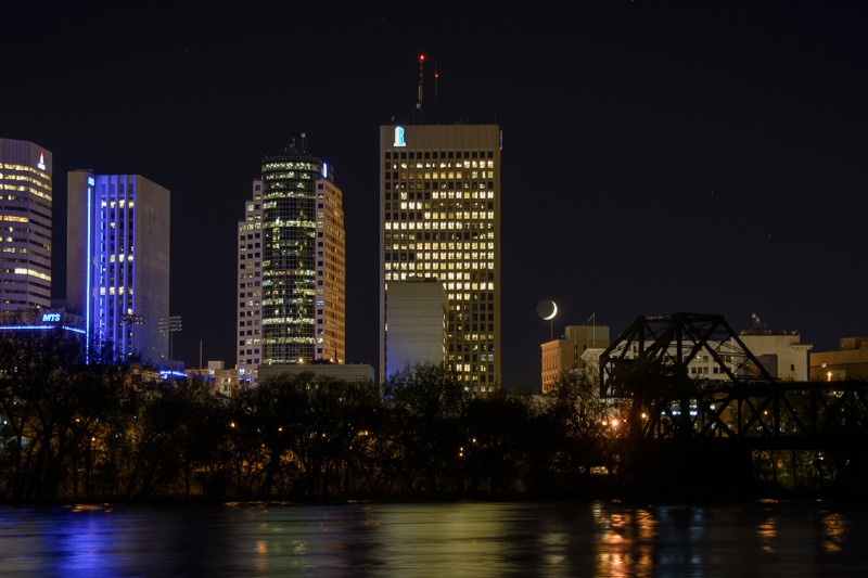 Setting moon downtown