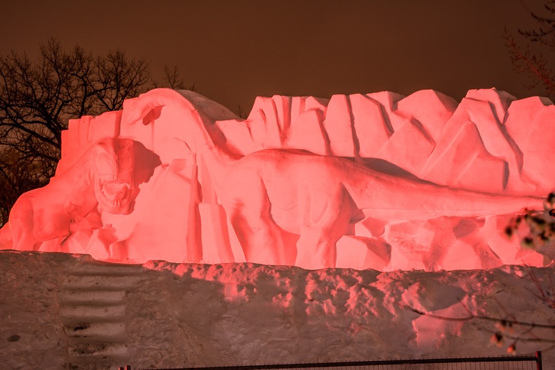 Icy dinosaurs revealed under the red light