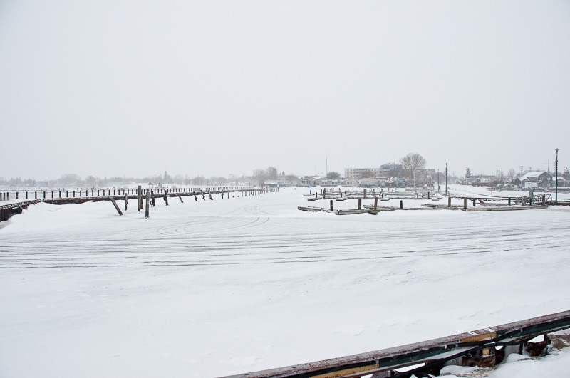 Gimli Harbour, closed but not without activity