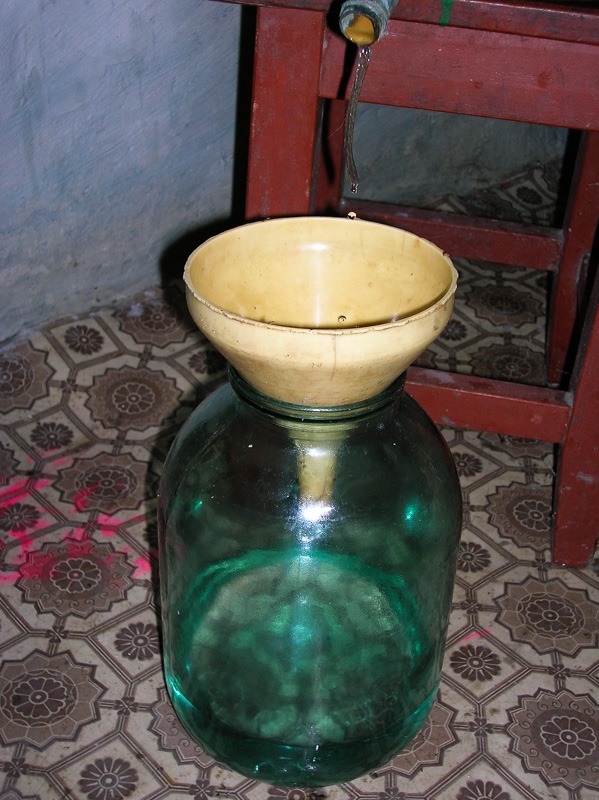 The recipient, a clean glass jar