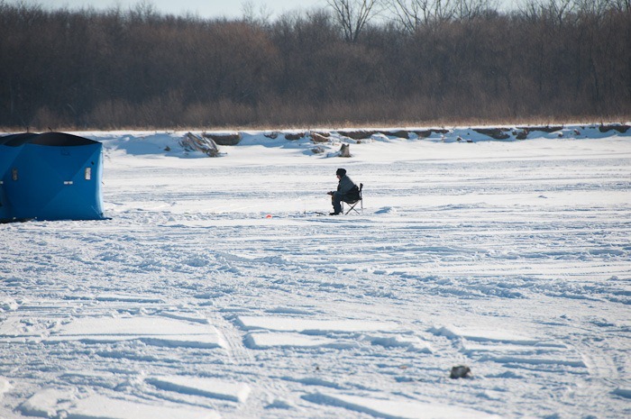 Lonely ice fishing