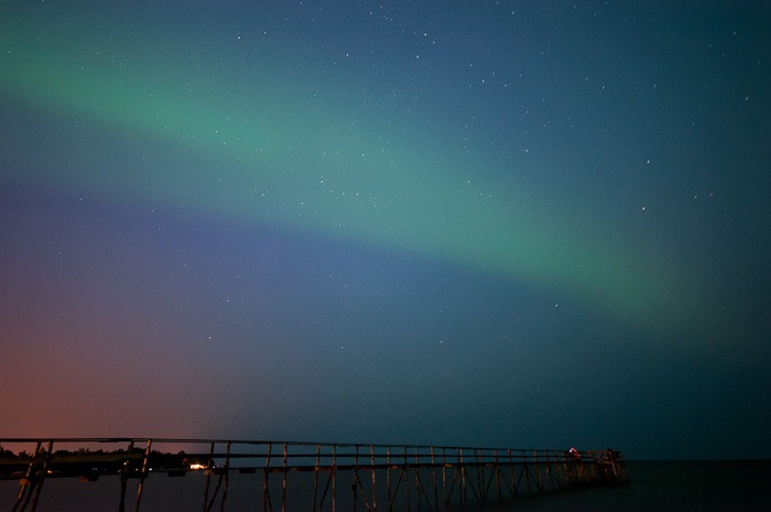 A faint green glow