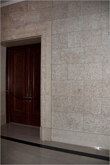 Mottled Tyndall stone is used everywhere