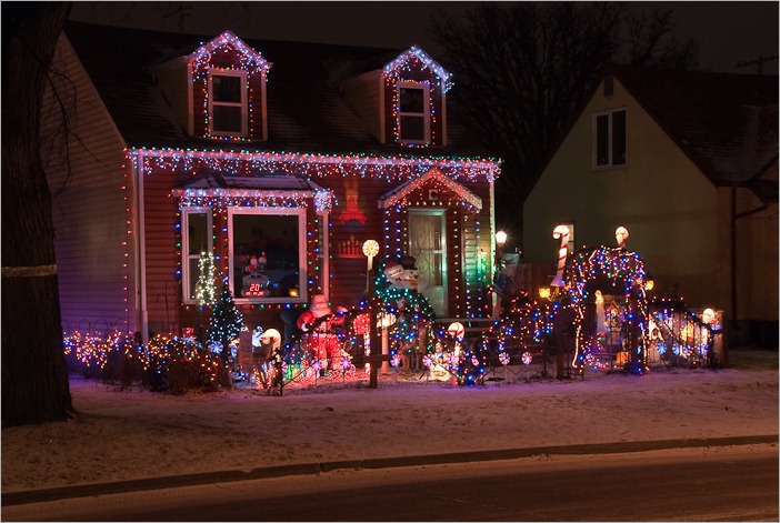 Christmas lighting on Mulvey and Harrow, Winnipeg, MB