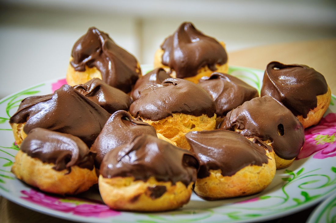 Chocolate topped creampuffs