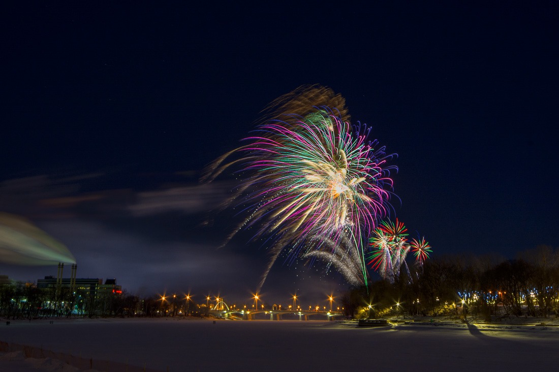 Happy New Year in Frosty Winnipeg. -#@C and still shooting. #fireworks, #winnipeg, #nightphotography