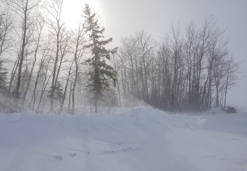 Howling wind and drive snow