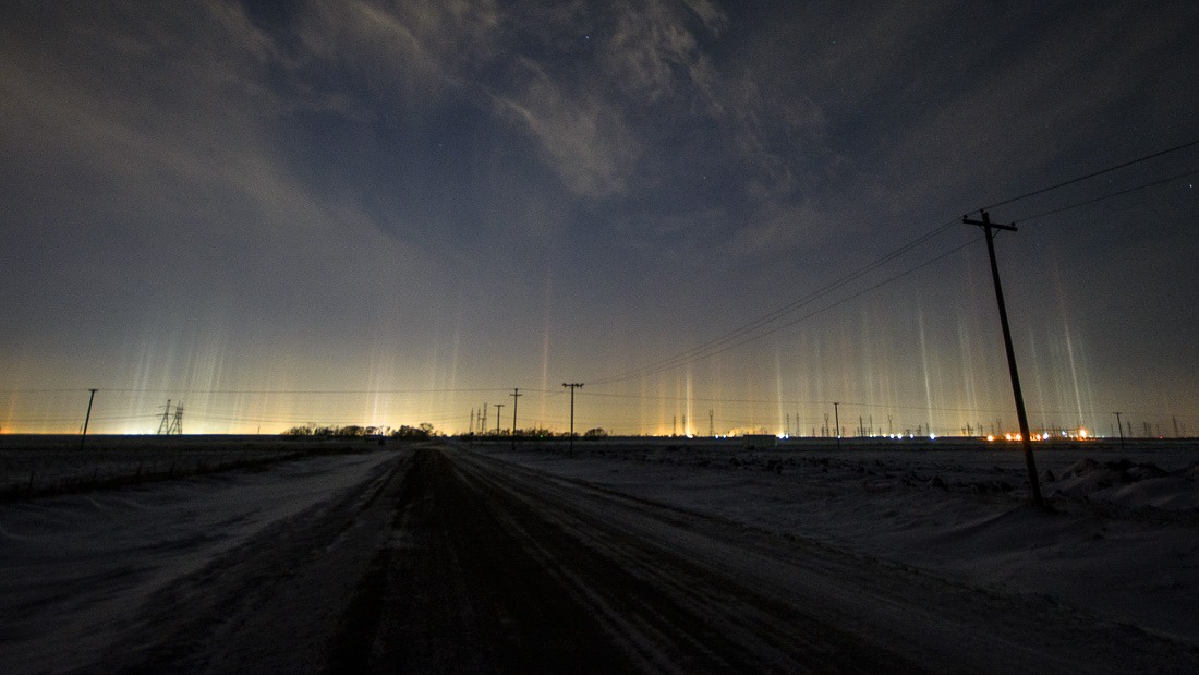 Light Pillars over Winnipeg