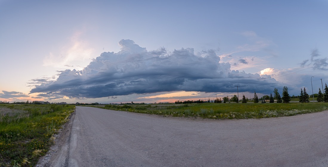 Storm system on its way to Beausejour this evening...