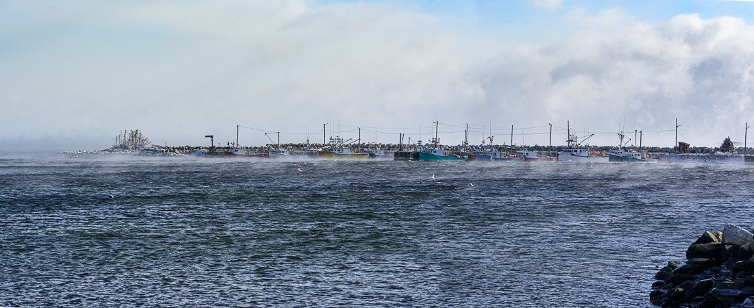 Choppy wind and sea smoke in Port Mouton