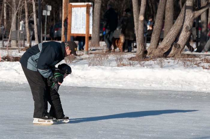 Nearly on his own skates