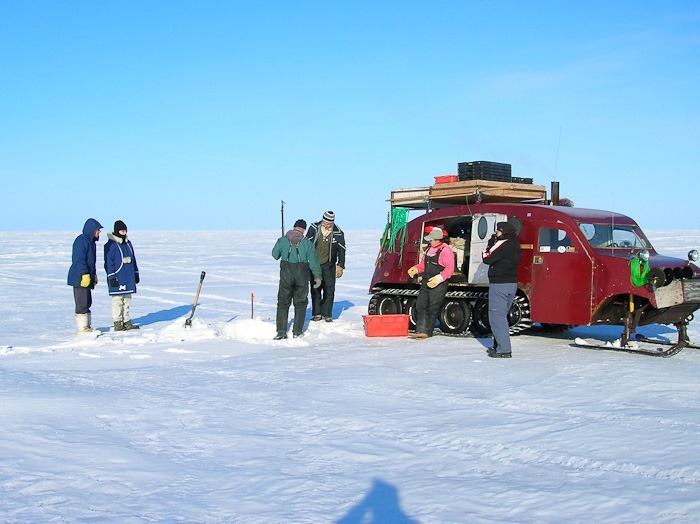 Ice fishing on Lake Manitoba