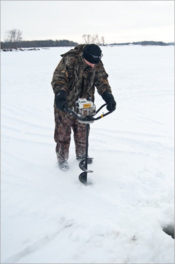 Getting a hole with an ice auger