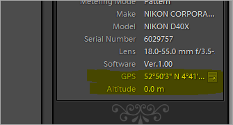 GPS info in Lightroom